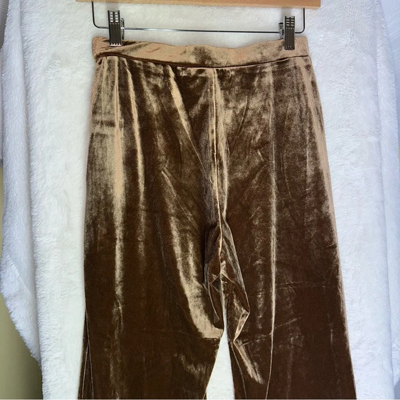 Anthropologie Sadie & Sage Champagne Problems Velvet Flare Leggings Brown Pant S - Picture 8 of 11